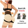 Plus -storlek Hög midja Butt Lifter Tummy Control Pantie Booty Lift Pulling Underwear Shaper Workout Midje Trainer Corset Shapewear 240109