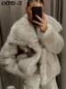 Fluffy Faux Fur Coat Women Long Long Sleeve Twond Twond Warm Coat Female Winter Fashion Jacket Outwear 240110