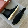 2024 Novo Vestido Mocassim Loro Caminhada Sapatos Inverno Tornozelo Plano Homens Vintage Martin Botas Designer Piana Fur Casual Sapato Homem Outdoor Loafer Sneaker Presente com Caixa