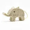 Axelväskor tecknad elefant strhandväska chic kvinnors axel messenger väska strand vävd mini söt crossbody pursecatlin_fashion_bags