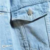 Denim Jas Mannen Capuchon Casual Jean Jassen Streetwear Effen Kleur Kraagvorm Jassen Jacktes Hoed Afneembare 240109