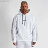 Homens Tracksuits Mens Algodão Treinamento Ternos Ginásio Fitness Loose Kits Sportswear Hoodie Branco Pulôver Com Capuz Jogging Sets Masculino Running Tracksuits Q230110