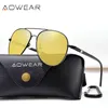 Sunglasses Aowear Famous Brand Night Vision Glasses for Driving Night Yellow Polarized Sunglasses for Men Women Pilot Driver Sun Glasses