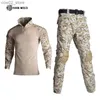 Herrspårar Han Wild Outdoor Airsoft Paintball Clothing Militär Uniform Tactical Combat Camouflage Shirts Lastbyxor Knee Pads Suits Q230110