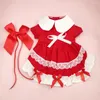 Trajes de gato vestido de cachorro algodão animal de estimação princesa plissado bainha decorativa moda bowknot lolita