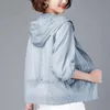 Jaqueta de verão feminina com capuz roupas de proteção solar moda casual zíper fino blusão casaco com tops forrados 240110