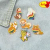 Coniglio Arcobaleno Scoreggia Gatto Spille da bavero smaltate Coppie Spille bianche e nere Distintivo di animali dei cartoni animati Zaino Gioielli Regalo per bambini