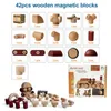 Romboss 42 st hjärnspel Magnetiska block Förskolan Magnet Set Toys Wooded Education for Kids Xmas Gifts 240110