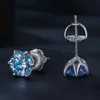 Stud 0.5-2ct Boucles d'oreilles Moissanite pour femmes D Couleur Vert Bleu Moissanite Boucles d'oreilles 2023 Tendance Argent 925 Réel Moissanite Jewerly YQ240110