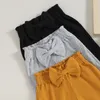 0-3Y Pantaloni svasati per bambina nati per bambini Pantaloni a coste tinta unita Bowknot Elastico in vita Autunno Fondo a campana Bambino 3 pezzi 240109