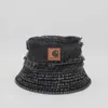 Cowboy Old Hole Leather Label Fisherman's Hat Men's and Women's Tide Brand Flat Top Basin Hat Cortile Short Brim Sun Visor Sun Visor Hat