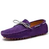 GAI GAI GAI Summer Men Suede Leather Loafers Breathable Moccasins Boat Classic Driving Shoes Orange Purple Mens Flats 38-47 240109