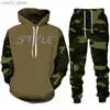 Survêtements pour hommes Camouflage 3D Imprimer Survêtement Set Homme Femme Sweat à capuche + Pantalon 2pcs Ensembles Outdoor Fitness Sportswear Surdimensionné Casual Unisexe Vêtements Q230110