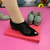 Håliga ut mesh blingpumpar pekade tå sandaler kvinnors arbetsskor andas låg häl koreansk mode nyhet dropp 240110