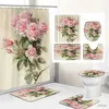 Cortinas de chuveiro novas fragrâncias florais impressão conjunto de banheiro cortina de chuveiro tapete de banheiro conjunto cortina de chuveiro decoração de casa