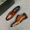 Berluti Business Leather Shoes Oxford Calfskin Handmade Top Quality Berlutis Venezia hand-painted with crocodile pattern up formalwq D58H