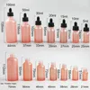 Lagringsflaskor 12 x Refillerbara tomma rosa glas eteriska oljebehållare för E Liquid Essence med 10 ml 30 ml 50 ml 100 ml