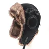 Occhiali paraorecchie colbacco cappello di pelliccia calda casco militare in pelle bomber da uomo trapper pilota costume da aviatore berretto con occhiali sovietici per le donne