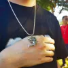 Colares de tubarão rock punk para homens, colar com pingente de animal da moda legal, joias para presentes com corrente de caixa de ouro branco 14K