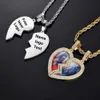 Colliers nouveautés pendentif Photo cœur brisé glacé, cadre Photo personnalisé à mémoire de forme, collier à breloques, bijoux hip hop
