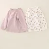 Roupas quentes de outono para crianças japonesas de outono e inverno, camisas de manga comprida, meninas de classe A de algodão puro, tops de bebê, roupas para casa