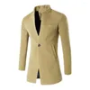 Costumes pour hommes Hommes Trench Coat Couleur unie Bouton unique Automne Hiver Coupe-vent Veste épaisse pour un usage quotidien