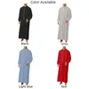 Roupas étnicas Camisas Mens Robe Lazer T-shirt Outono Undershirt Roupão V Neck Blusa Botão Comprimento Total Manga Longa Masculino Confortável