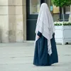 民族衣類3層ヒジャーブ女性イスラム教徒の祈りヒジャーブオーバーヘッド