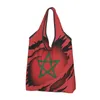 Sacs de courses réutilisables avec drapeau du maroc pour femmes, fourre-tout Portable marocain fier patriotique, épicerie