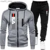Herrspåriga höst- och vinterdagliga mäns sportkläder hoodie set fitness kostym casual jogging kostym utomhus löpande sportkläder set Q230110