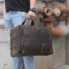 Multifunction Crazy horse Genuine Leather Men Briefcase 17 Laptop business Bag tote Vintage Male Big Shoulder Bag Travel Duffel 240109