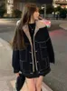 Mode coréenne hiver femmes manteau chaud 2023 revers Denim épais veste décontracté vêtements de travail coton rembourré vestes pour hauts 240109