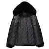 Manteaux d'hiver en fausse fourrure de vison pour homme, veste épaisse à col rabattu/à capuche, pardessus noir, 240110