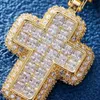 Master Rocks Jewelry Pendentif croix en argent sterling 925 Buss Down VVS Diamant Coupe Princesse Moissanite Croix Pendentif