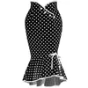 Etekler Kadınlar Vinatge Polka Dot Baskılı Uzun Balıktail Etek Moda Düzensiz Hem Ruffles Bodycon Casual Sıska