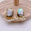 Stud Earrings YYGEM 4-5mm Freshwater White Pearl 19x22mm Real Rectangle Party Gift