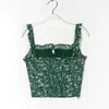 CAMIS Summer Green Flora Front Dlerzone narzucone damskie damskie wykończenie Slim Camisole Cotted Tops