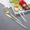 20st Gold Middagsuppsättning av rostfritt stål bestick Set Mirror Silver Knife Fork Spoon Table Proquer Patware Set Diskmaskin Säker 240110