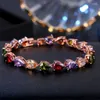 Bracelets porte-bonheur Source usine en gros Bracelet en cristal coloré Zircon cuivre réseau bijoux rouges INS MBZ003