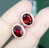 Kolczyki na stadninie Naturalne czerwone kolczyki z granatem 925 srebro 7 9mm 2.1ct 2pcs Gemtone Fine Jewelry x2310253