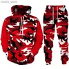 Herren-Trainingsanzüge, Camouflage, 3D-Druck, Trainingsanzug-Set, Mann, Frau, Kapuzenpullover + Hose, 2-teiliges Set, Outdoor-Fitness-Sportbekleidung, Übergröße, lässige Unisex-Kleidung, Q230110