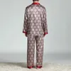 Mens designer pajamas för män nattkläder långärmad sömn toppar byxor tunna is silkes sömnkläder set pijama 240110