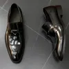 Brushed leather loafers Black triangle Men Office Career Shoes party shoe wedding shoes Characterized by an elongated line embody an anachronistic tradition 38 46