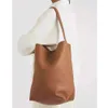 The Row Leather Large Capacity Commuter Tote Bag High Level Cowhide Bucket Bag One Women high quality Row bag Q8LE