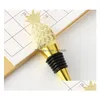 Party Favor 100st Tropical Wedding Favors Gold Pineapple Wine Bottle Stopper i presentförpackning Dekorativa stoppare SN2270 Drop Delivery H DH0ZD