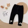 Winter Kids Baby Girls Solid Color Bow Pants - Toddler Infant Princess Style Thick Velvet Warm Outwear cute Bottoming Leggings 240109