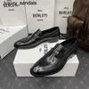 Berluti Business chaussures en cuir Oxford veau fait à la main de qualité supérieure BERLUTI poignée bleue formelle Lefu Laser tatouage Goodyear véritable outsolewq