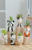 6Pce Set Cartoon Animals Flower Pot for Succulents Fleshy Plants Flowerpot Ceramic Small Mini Home Garden Office Decoration6384162