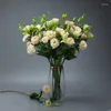 Fleurs décoratives 3 branches 67 cm fleur artificielle trijumeau Eustoma plantes chambre décoration de la maison faux mariage floral Po accessoires en gros