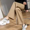 Kvinnor Chic Office Wear Straight Pants Vintage High Ladies Byxor Baggy Korean Springsummautumn Wide Leg Female 240110